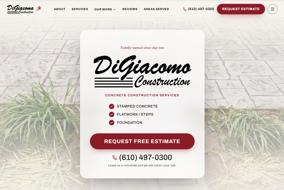 DiGiacomo Construction website
