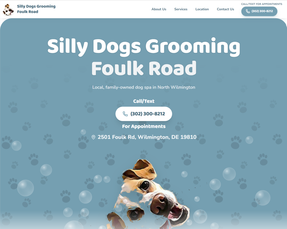 Silly Dogs Grooming Foulk Road website
